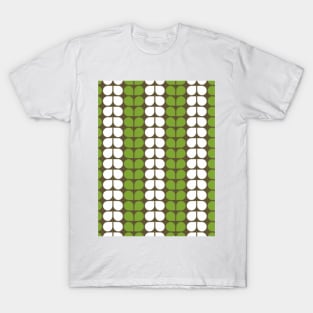 Classy Retro Mod Petal Print Modern Decor Green Brown T-Shirt